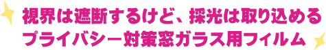 視界は遮断するけど、採光は取り込めるプライバシー対策窓ガラス用フィルム